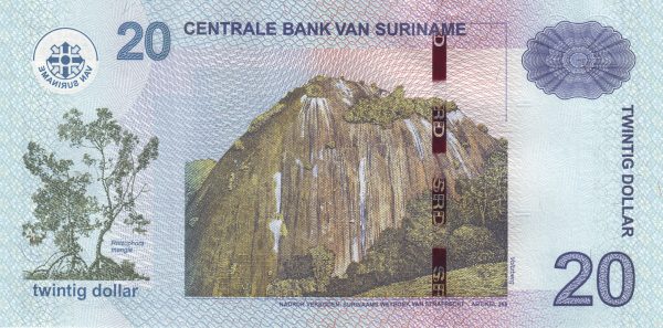 billete de 20 dólares surinamés